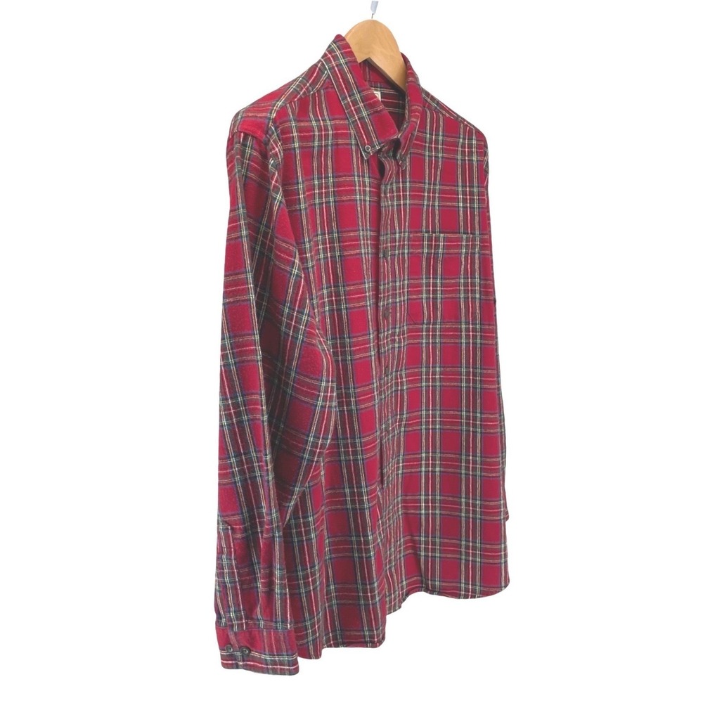 LL Bean Mens XL Red Plaid Flannel Shirt Long Sleeve Button Down Cotton 228061 - Picture 2 of 11